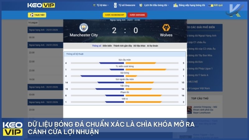 Dữ liệu chuẩn xác là chìa khóa thành công khi cá cược.